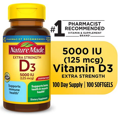 Walmart vitamin d3 - Arrives by Fri, Mar 22 Buy Nature Made Vitamin D3 K2, 5000 IU (125 mcg) Vitamin D, Dietary Supplement for Bone, Teeth, Muscle and Immune Health Support, ...